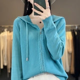 Wool Blended 2026 Autumn And Winter New Women's Short Zipper Open-Shirt Loose Large Knitted Hoodie