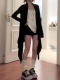 Fat MM Paper People Irregularly Hem Long Sleeves Of Sleeves Temperament Lazy Simple Waistcoat Long Sleeve Coat Spring And Summer