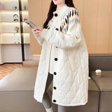 Large-Size Women's Clothing 2026 Autumn And Winter New Cotton Coat Women Show Thin Fat Mm Fat Sister In The Long Burst Of High-End Sense