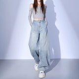 Light-Colored Scimit-Knife Jeans Women 2025 New Explosion High-Waist Broad Legs Loose Little Straight-Thampan Banana Scystles