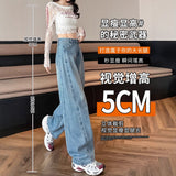 High-Rise Broad-Legged Jeans Women's Autumn And Winter 2025 New Thin Loose Scimits Straight Tube Drag Pants