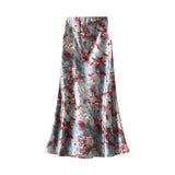 High-End Temperament Floral Half-Dress Woman's Summer Large-Size High-Waisted Thin Long Fishtail Dress 9861