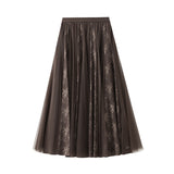 French Lace Mesh Splicing High Waist Tight Skirt Women's Autumn Straight Two Wearing Thin Temperament Dress 9375