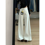 White High-Waisted Broad-Legged Jeans Women's Winter 2025 Trend New Loose Display Thin Lazy Slacker Mop