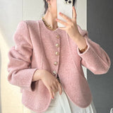 Small Fragrant Coat Woman 2025 Autumn And Winter New Round Collar Single Row Buckle Double-Sided Design Small Man Coat Woman