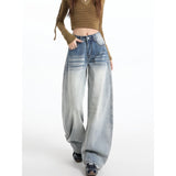 Light Blue High-Waisted Broad-Legged Jeans Women's Spring And Summer 2026 New Design Sense Loose Thin Scimiter Drag Trousers