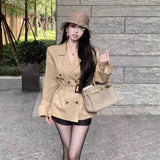Small Hakqi Wind Coat Woman 2026 Autumn New High-End Atmospheric British Wind Waist Short Coat