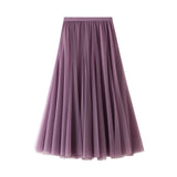 New Long Yarn Skirt Half Dress Girl Autumn And Winter High Waist Long Net Yarn Skirt 100 Folding Skirt A Skirt Fairy Dress 8859