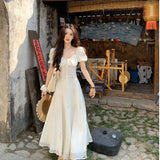 French Apricot-Colum Floral Dress Women's Summer 2026 New Explosive Small Unique Beautiful Temperament Dress