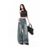 Vintage Cracked Buttered Jeans Women's Fall 2025 New Loose Tsing Broad Leg Slegage Pants