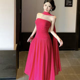 French Retro Red Dress Female Light Luxury High-End Hottie Sleeveless Long Dress Cold Special Dress