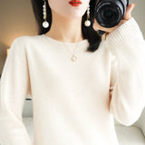 Wool Blending 2026 Autumn And Winter New Women's Loose Round Neck Solid Color Casing Bottom Knitted Bottom Sweater