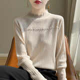 Fine-Woven Wool 2026 Autumn And Winter New Women's Short Lace Lace Lace Lace Collar Nail Beads Knitted Sweater