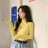 Half-High Collar Bottomed Bottoming Women's Spring And Autumn And Winter New White Long-Sleeved T-Shirt Wood In The Ear Of The Ocean High-End Coat