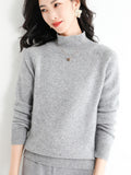 Wool Blended 206 Autumn And Winter New Short Lady Korean Version Of High-Necked Loose Solid Color Knitted Bottom Sweater
