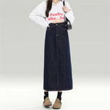 Denning Blue High-Waisted Cowboy Dress Women 2025 Trend With New Autumn Long Thin Ass Skirt