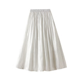 New High-Rise Thin Large Pendulum Pure Color In The Wind Small Fresh Folds Long Skirt Woman 2008
