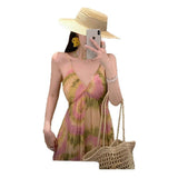 Thailand's Yunnan Xishuangbanna Holiday Style Print Hanging Neck Hanging Dress Women's Island Beach To Take Pictures Of Long Skirts