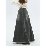 Large-Size Women's Retro Denim Dress Women Fat Mm Thin And Long A-Word Fishtail Skirt Umbrella Skirt