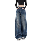 Vintage Tudgy Jeans Women's Spring Summer Design Sense Loose Thin Tug Broad-Legged Slebage Pants