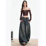 Vintage Old Scissor Jeans Women's Summer 2026 New Loose Broad Leg Drag Slebter Pants