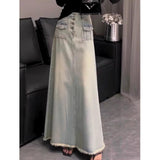 Vintage Tassels To Make Old Cowboy Half-Dress Girls Spring And Autumn New Niche Design High Waist Thin A Word Long Skirt