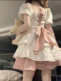 In The Fugitive Princess French Bow Dress Women Summer High-End Feeling Small Pmpong Princess Pure Style Short Dress