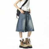 Jinjing's Same Denim Trousers In The Summer New Loose Leisure Shorts Wide-Legged Scissors Five-Point Trousers