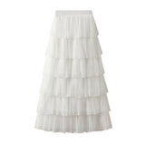 Net Yarn Half Skirt Long Girl 2025 New Spring And Autumn Super Fairy Layer Cake Skirt Skirt Over The Knee Dress 0902