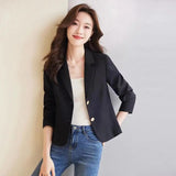 Small Short Casual Blazer Women's Spring And Autumn High-Grade French Temperament Slim Long Sleeve Suit Top
