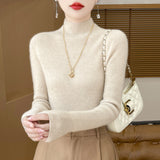 Wool Blended 2026 Autumn And Winter New Women's First-Line Ready-Up Seamless Half-High-Neck Short-Dressed Knitted Bottom Shirt