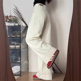 Pear Size Large White Jeans Women 2025 New Fat Mm Loose Straight Bf Lazy Windy Broad Leg Pants