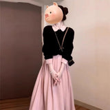 French Sweet College Style Folded Waistcoat Dress 2026 Spring And Autumn New Temperament Long-Sleeved Top Two Sets