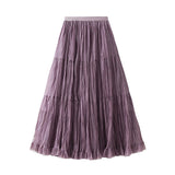 Fairy Temperament Mesh Dress Dress Girl 2026 Spring And Summer High-Waist A Word Folded Loose Big Swing Skirt 0915