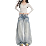 Light Blue Broad-Legged Jeans Women Spring And Autumn 2026 New Design Water Wash Three-Dimensional Cat Scissors Trousers
