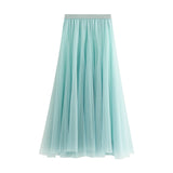 New Long Yarn Skirt Half Dress Girl Autumn And Winter High Waist Long Net Yarn Skirt 100 Folding Skirt A Skirt Fairy Dress 8859