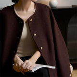 Sensing A Small Fragrant Wind Hair, The Coat Circle Small Gold Buckle Short Coat 2025 Round Neck Autumn And Winter New Gentle Temperament Top