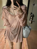 Sweet Jazz Dance Blouse Girl Spring Summer Thin Sun Protection T-Shirt Dancing Dress V Collar Long Sleeve Hooded Shirt Top