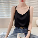Silk Satin 2026 Spring And Summer Women's New Body Repair V Collar Short Niche Design With A Beauty Back Sling Vest