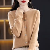 Line Ready-Sheed Seamless 100% Pure Wool 2026 Autumn And Winter New Women's Short Collar Loose Knitted Sweater Coat