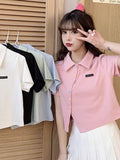 Polo Shirt Short-Sleeved T-Shirt For Girls Summer Small Man With Slimming Design Sense Niche Collar Short Top