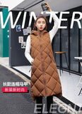 Long-Style Women's Cotton Vest Women's Autumn And Winter Long Korean Version Of The Hooded Down Cotton Vest Large Size Thick Shoulder Coat Winter