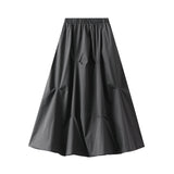 Mid-2025 Autumn New Set Loose Waist Half-Dress Woman Design Sense Irregular Folds A Word Long Skirt 1820