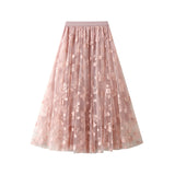 French Temperament Mesh Spliced Velvet Half-Dress Woman 2025 New High-Rise Thin A-Word Skirt 5215