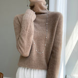Line Ready-Wear 100% Pure Wool 2026 Autumn And Winter New Women's Heap Collar Collar Short Knitted Sweater