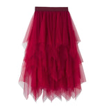 Irregular Mesh Dress Women's Long Mid-Term 2025 Spring New Yarn Skirt High-Waisted Thin Skirt 8063