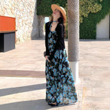 2025 New French Seaside Holiday Dress Textured Blue Color Sleeveless Sling Dress Women's Summer