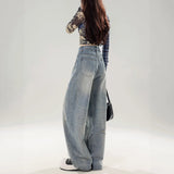 Vintage Ripped Jeans Women 2025 Spring And Autumn Small Straight Loose Thin Large-Legged Trousers