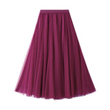 New Long Yarn Skirt Half Dress Girl Autumn And Winter High Waist Long Net Yarn Skirt 100 Folding Skirt A Skirt Fairy Dress 8859