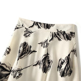 Rose-Print Half-Dress Women's Summer New High-Rise Thin Long Swing Temperament 6612-7